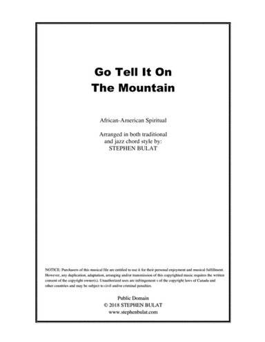 Go Tell It On The Mountain - Lead sheet arranged in traditional and jazz style (key of A) (arr. Stephen Bulat)