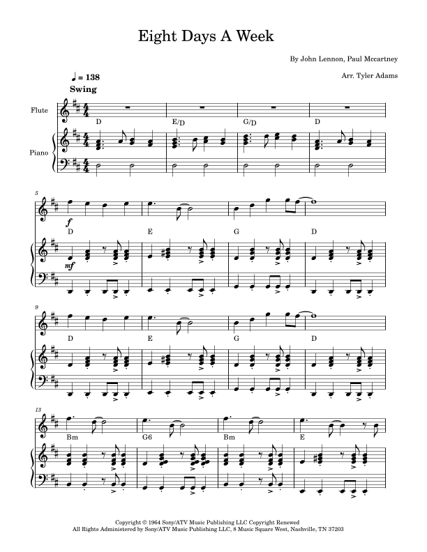 Eight Days A Week (arr. Tyler Adams)