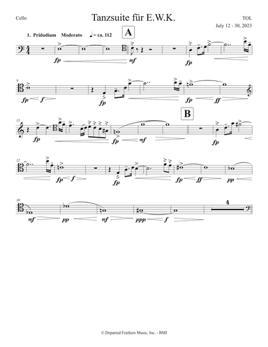 Tanzsuite für E.W.K (2023) cello part