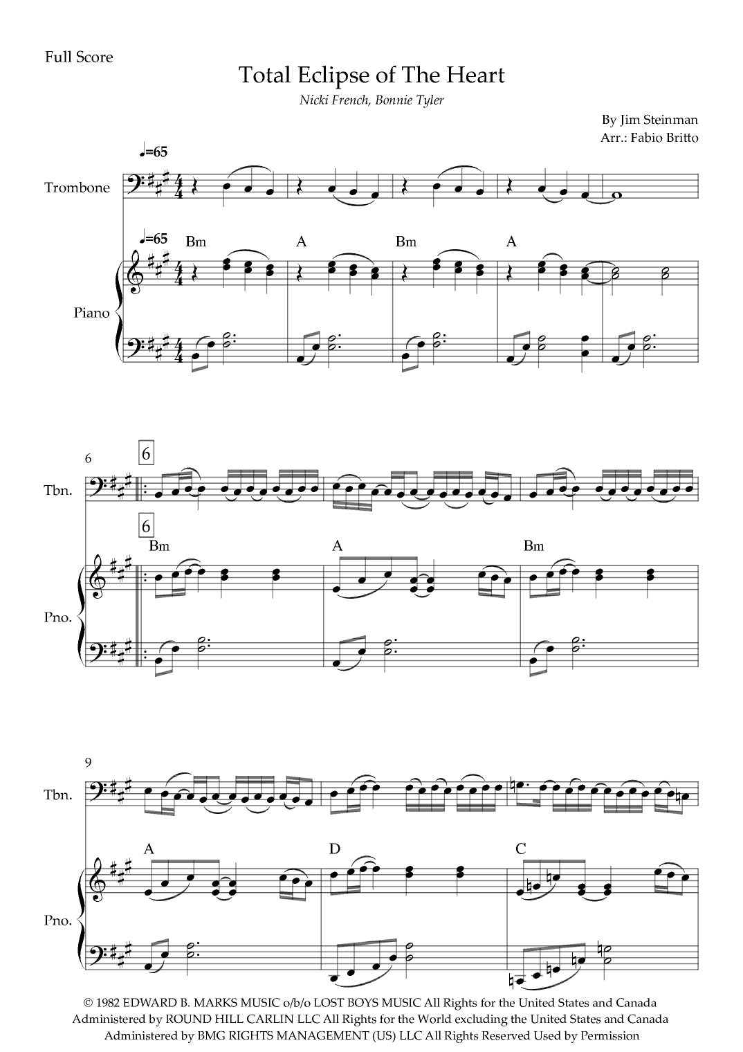 Total Eclipse Of The Heart (arr. Fabio Britto)
