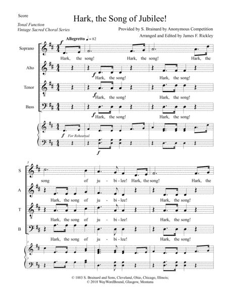 Hark, the Song of Jubilee! (arr. James F. Rickley)