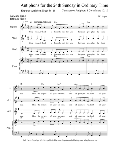 Antiphons for the 24th Sunday in Ordinary Time