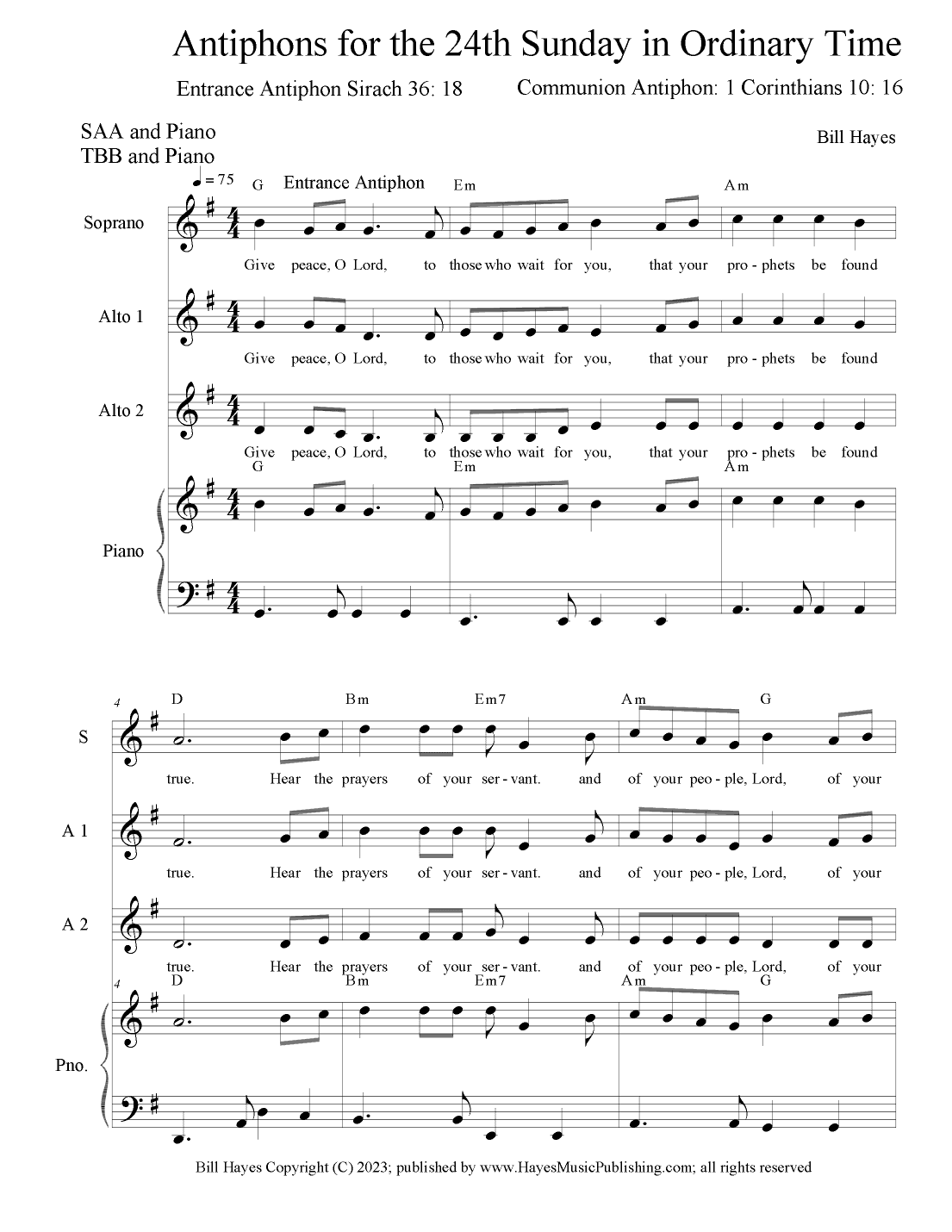 Antiphons for the 24th Sunday in Ordinary Time