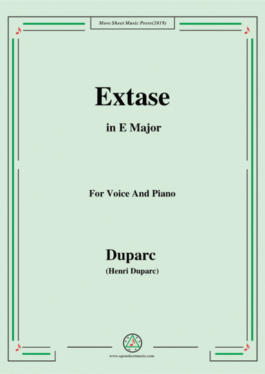 Duparc-Extase in E Major,for Violin and Piano (arr. MSM)