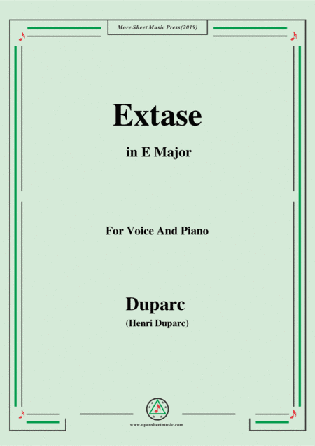 Duparc-Extase in E Major,for Violin and Piano (arr. MSM)