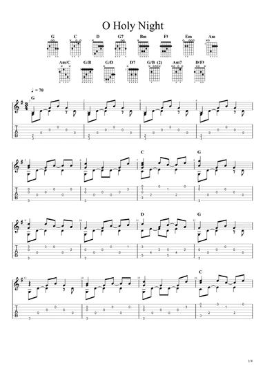 O Holy Night (Solo Fingerstyle Guitar Tab) (arr. Chris Richter)