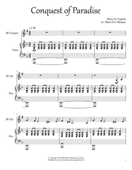 Conquest Of Paradise (arr. Marie-Ève Mainguy)
