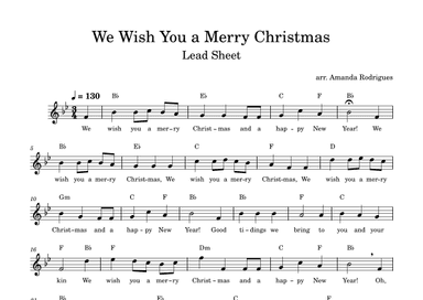 We Wish You a Merry Christimas - Easy Lead Sheet in Bb Major (arr. Amanda Rodrigues)