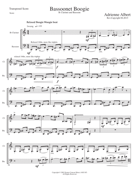 BASSOONET BOOGIE for Clarinet and Bassoon