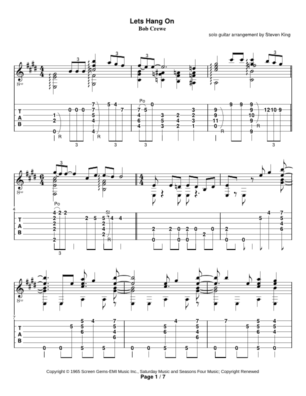Let's Hang On (arr. Steven Michael King)