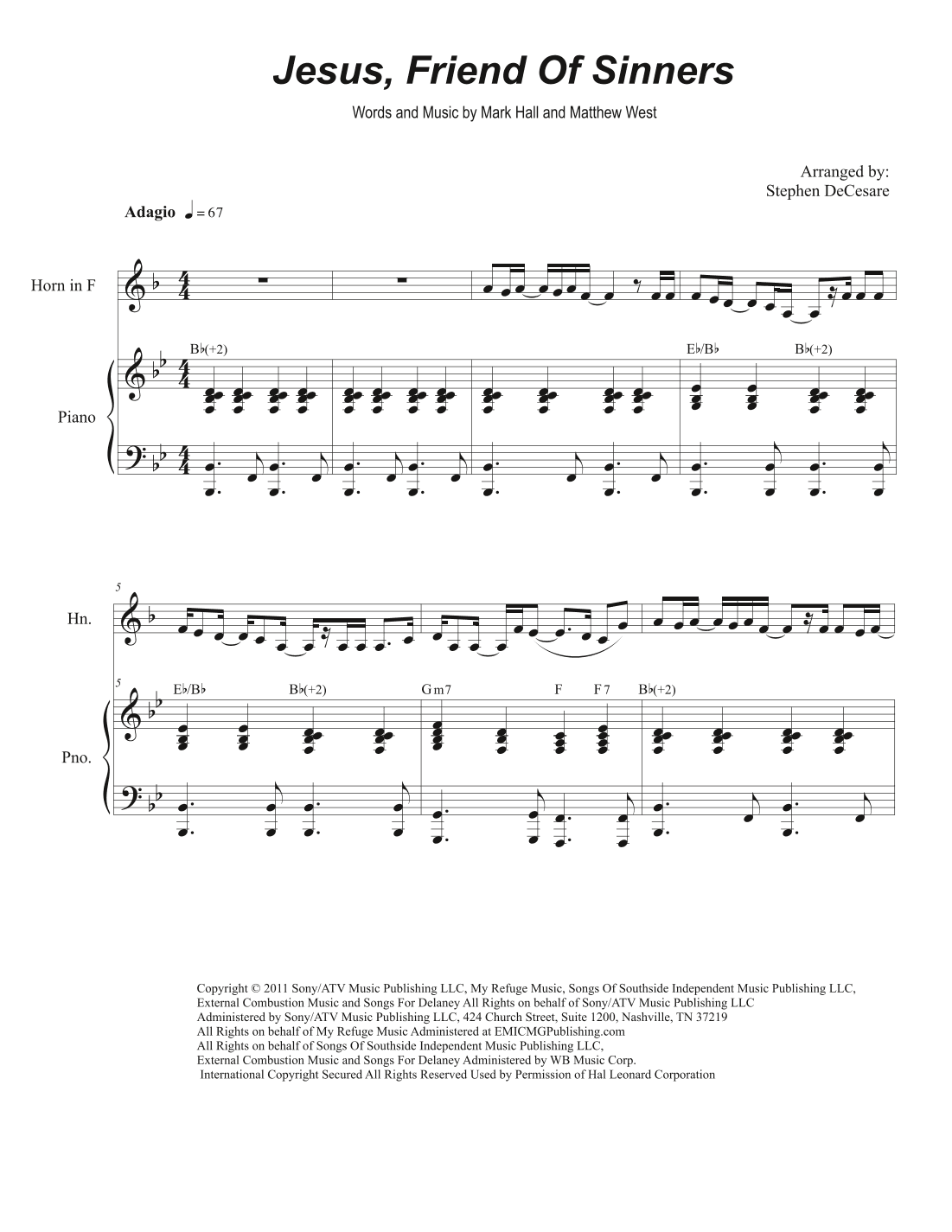 Jesus, Friend Of Sinners (arr. Stephen DeCesare)