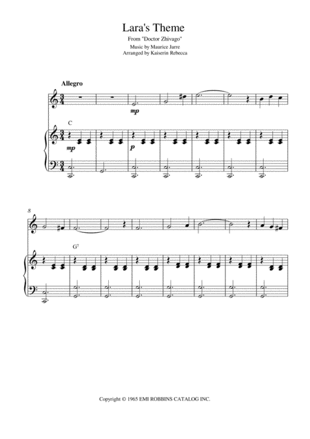 Lara's Theme From Doctor Zhivago (arr. Kaiserin Rebecca)