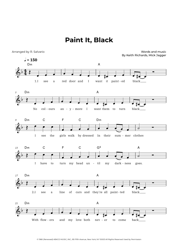 Paint It, Black (arr. R. Salvario)