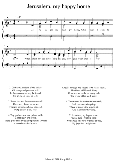 Jerusalem, my happy home. A new tune to a wonderful old hymn.
