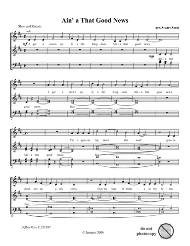 Ain' A That Good News SATB (arr. Stuart Scott)