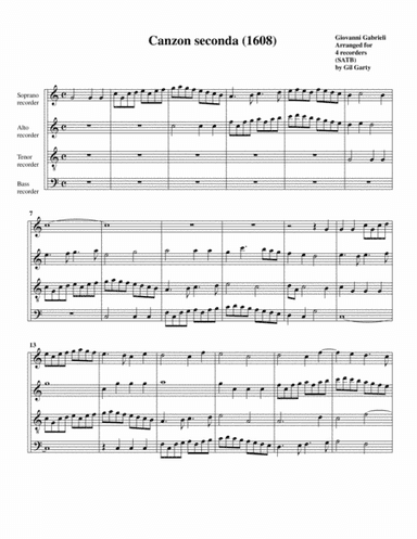 Canzon no.2 a4 (1608) (arrangement for 4 recorders) (arr. Gil Garty)