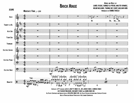 Brick House - Score Only (arr. Dennis Ruello)