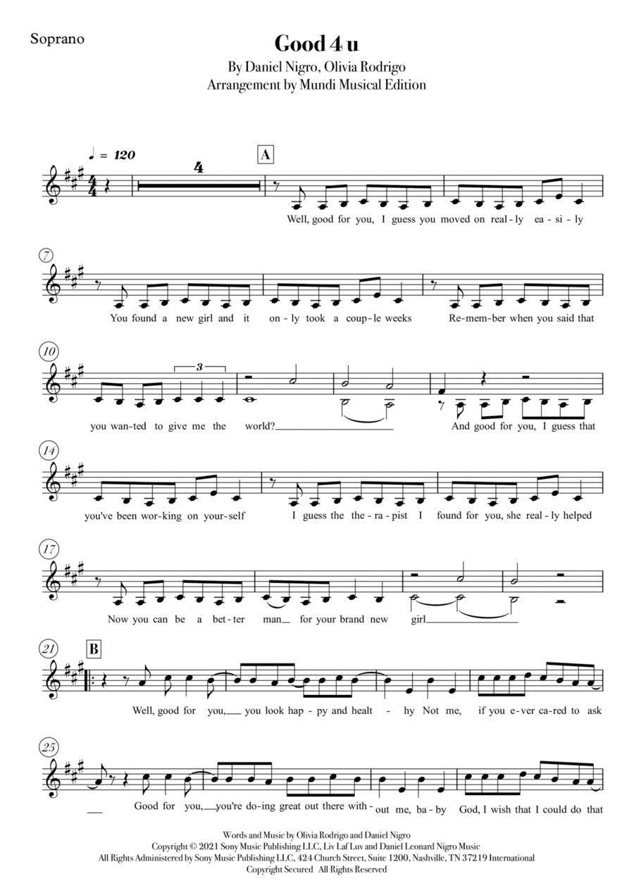 Good 4 U (arr. Mundi Musical Edition)