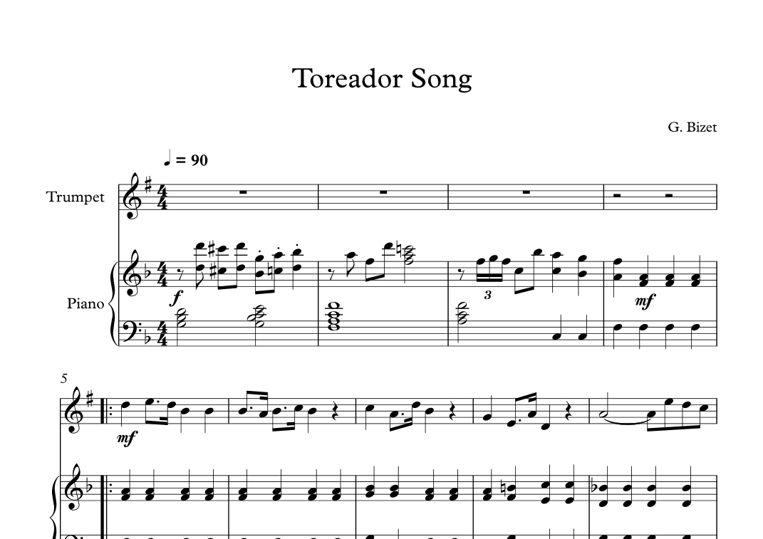 Toreador Song - Georges Bizet (Trumpet + Piano) (arr. Digital Book Music)
