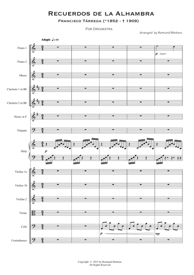 Recuerdos de la Alhambra - Orchestra version (Conductor score) (arr. Reimund Merkens)