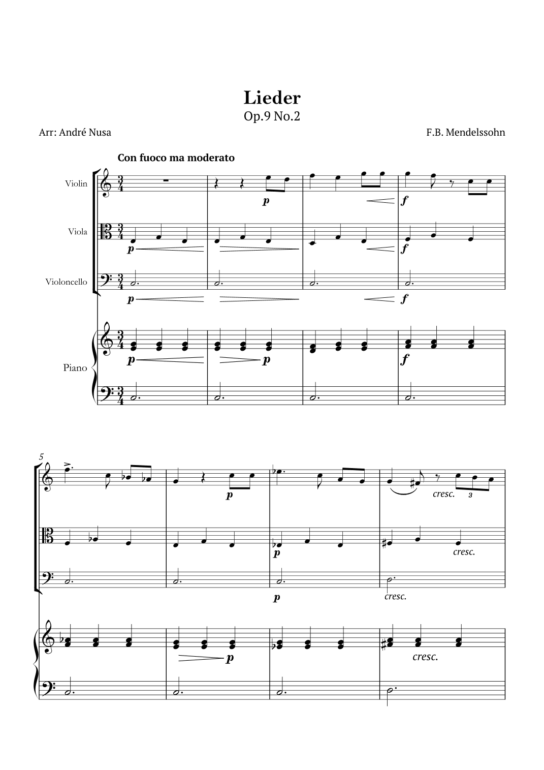 Lieder Op.9 No.2 (arr. André Nusa)