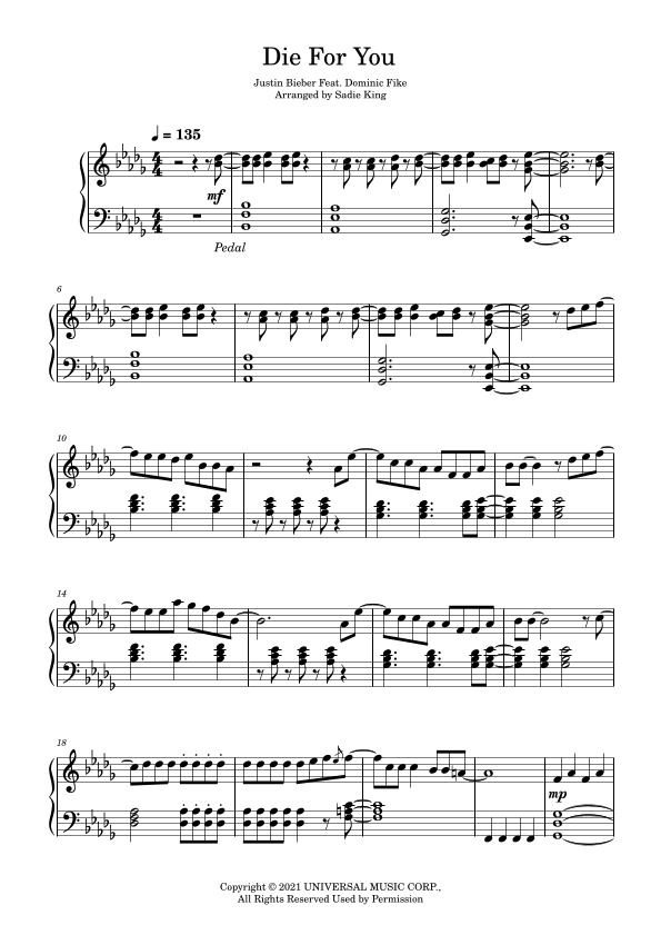 Die For You (arr. Sadie King)
