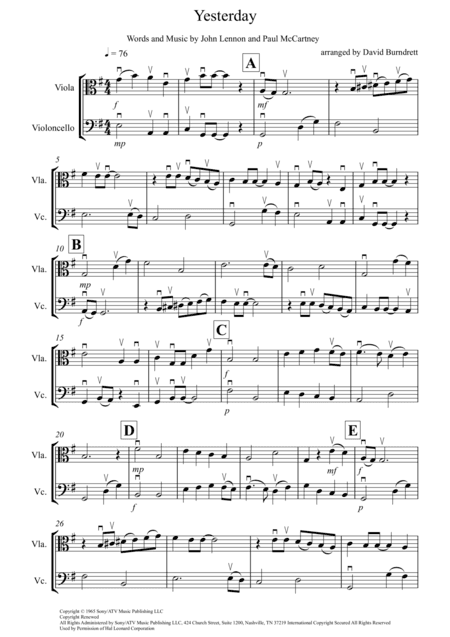 Yesterday (arr. David Burndrett)