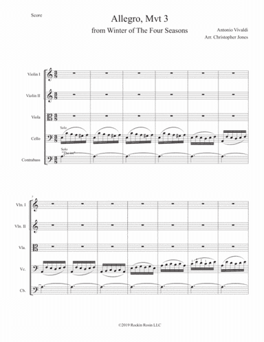 Vivaldi's Winter, Movement 3, from The Four Seasons, Grade 3.5 String Orchestra (arr. Christopher Jones)