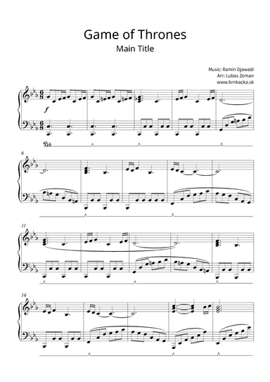Game Of Thrones (arr. Lubos Zeman)