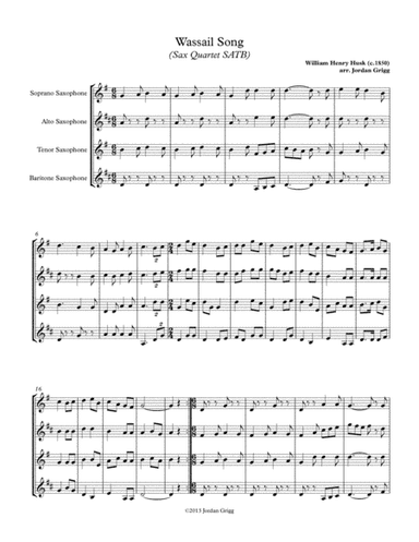 Wassail Song (Sax Quartet SATB) (arr. Jordan Grigg)