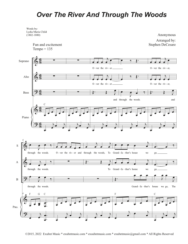 Over The River And Through The Woods (Vocal Trio - (SAB) (arr. Stephen DeCesare)