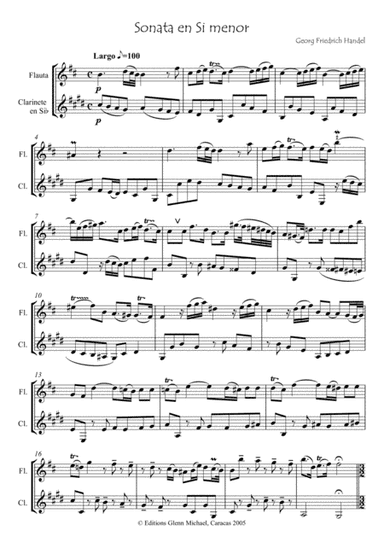 Sonata in B minor for Flute & Clarinet (arr. Glenn Michael)
