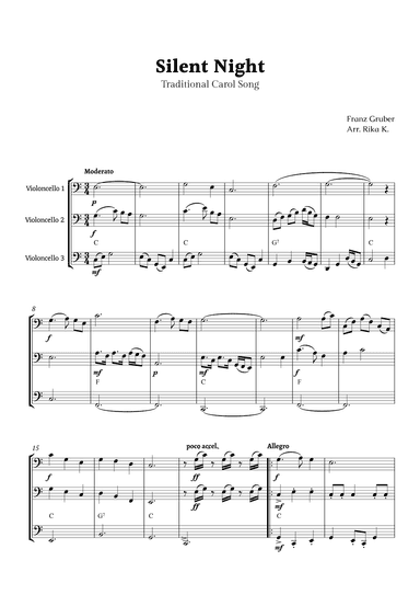 Silent Night for Cello Trio (arr. Rika K.)