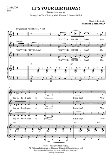 It's Your Birthday (C Major, Trio)