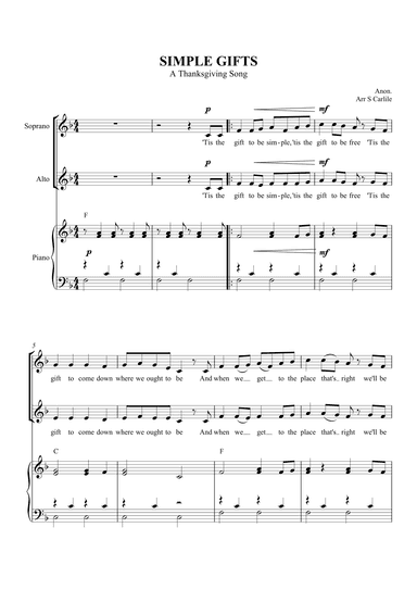 Simple Gifts (A Thanksgiving Song) (arr. SCMusic)