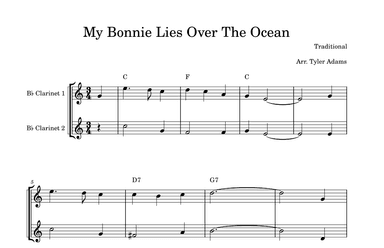 My Bonnie Lies Over The Ocean (Easy Clarinet Duet) (arr. Tyler Adams)