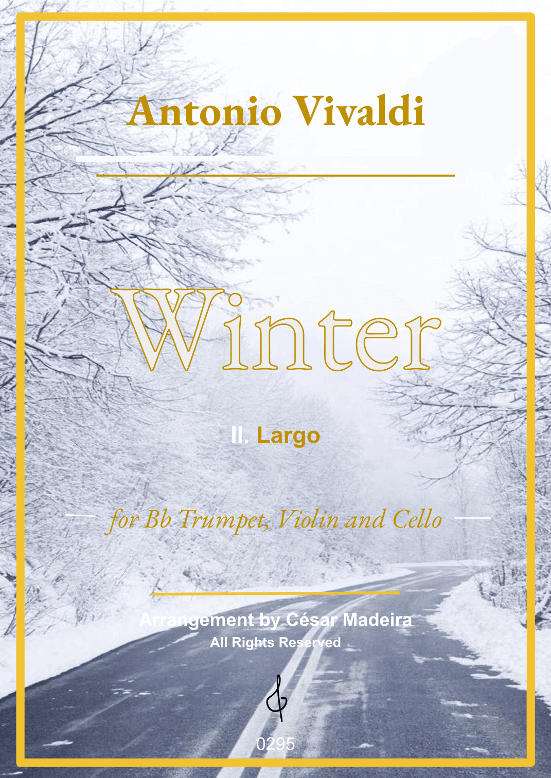 Winter by Vivaldi - Bb Trumpet, Violin and Cello - II. Largo (Full Score) - Score Only (arr. César Madeira)