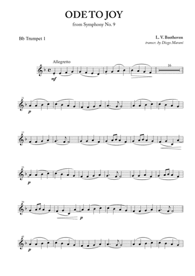 Ode To Joy (from Symphony No. 9) for Brass Quartet (arr. Diego Marani)