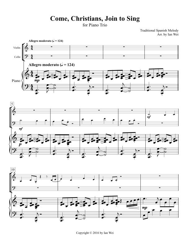 Come, Christians, Join to Sing for Piano Trio (arr. Ian Wei)