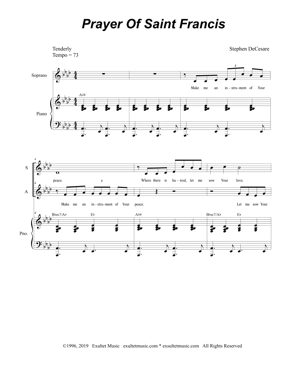 Prayer Of Saint Francis (Duet for Soprano and Alto solo)