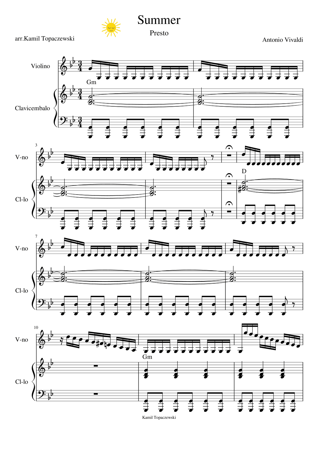 Four seasons - Summer - Presto (Storm) (arr. Kamil Topaczewski)