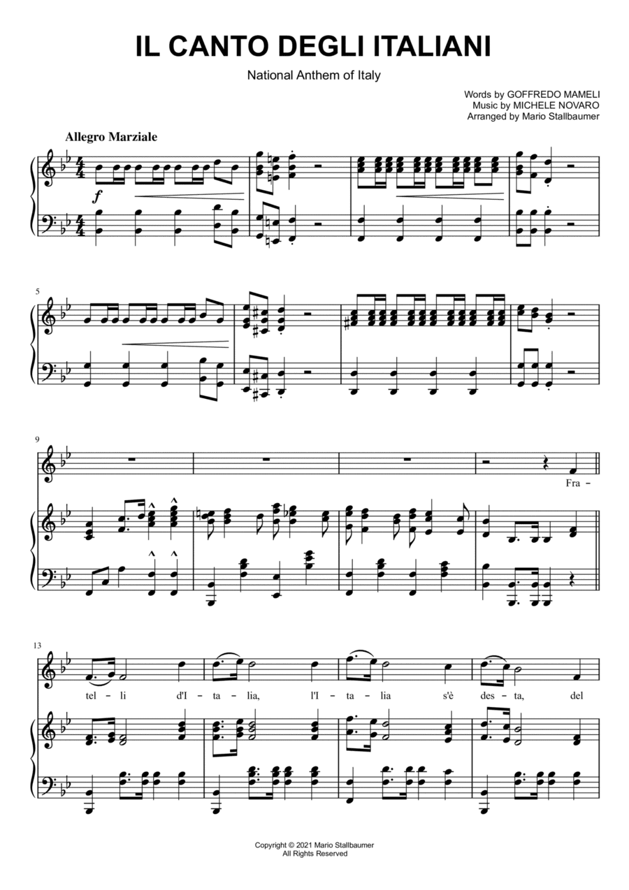 Il Canto degli Italiani (National Anthem of Italy) (arr. Mario Stallbaumer)
