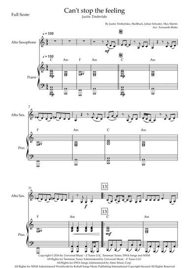 Can't Stop The Feeling! (arr. Fernando Britto)