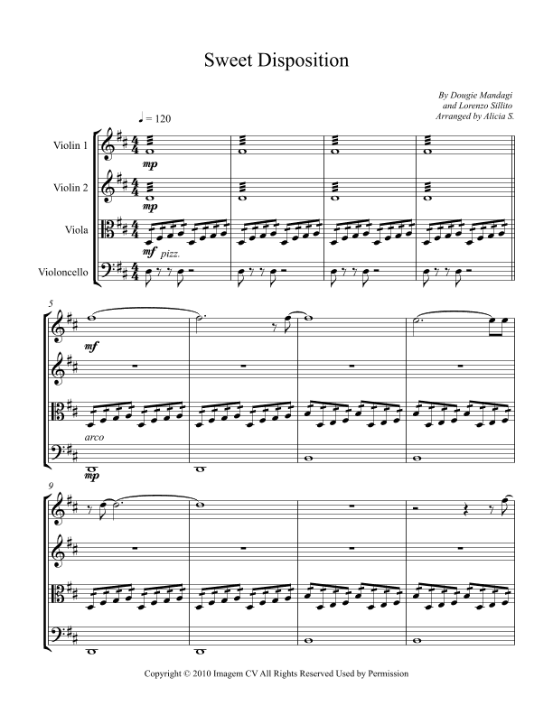 Sweet Disposition (arr. Alicia S.)