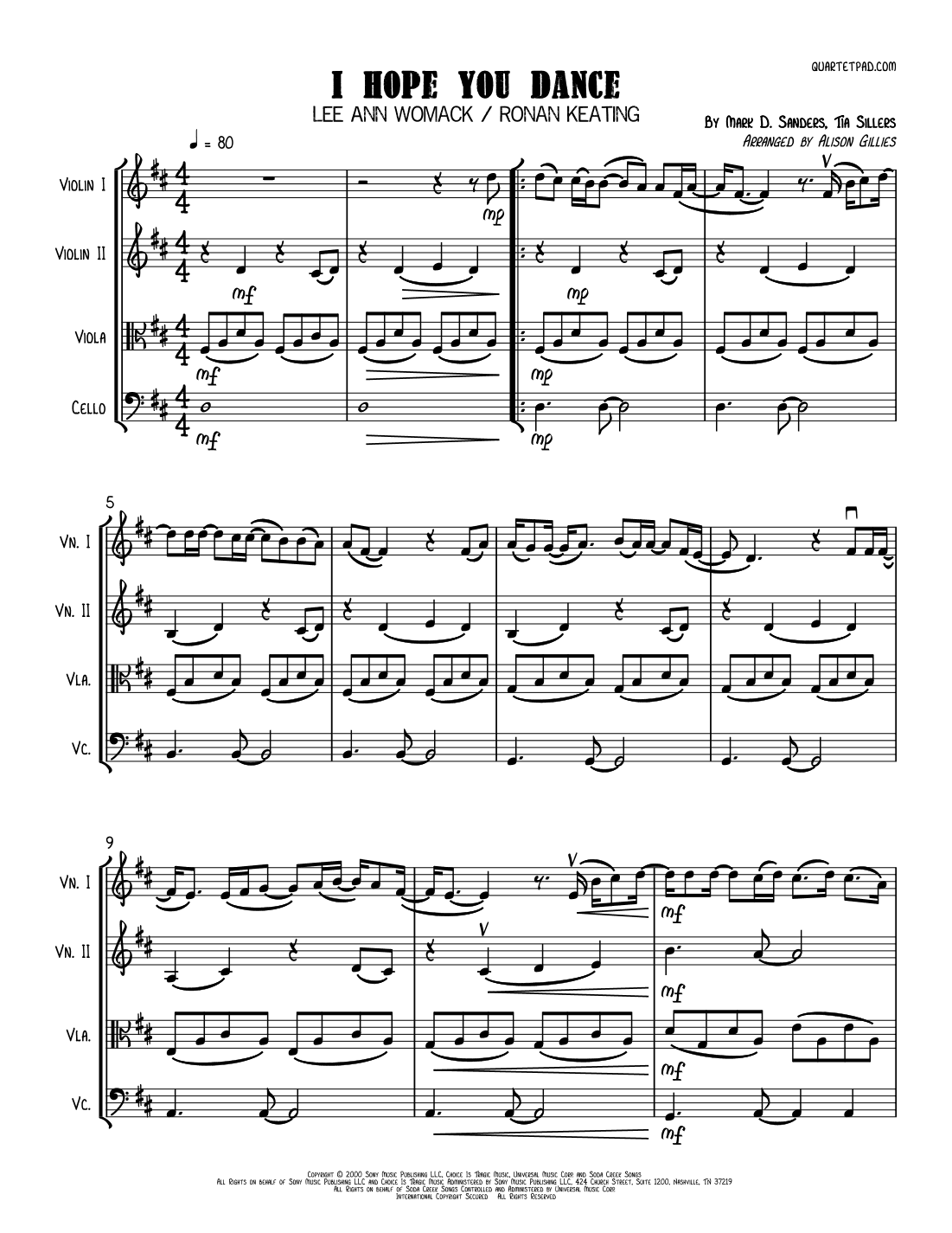 I Hope You Dance (arr. Alison Gillies)