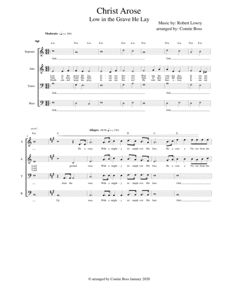 Christ Arose - Low in the Grave He Lay - A Capella - SATB (arr. Connie Boss)