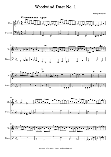 Woodwind Duet - For Oboe & Bassoon
