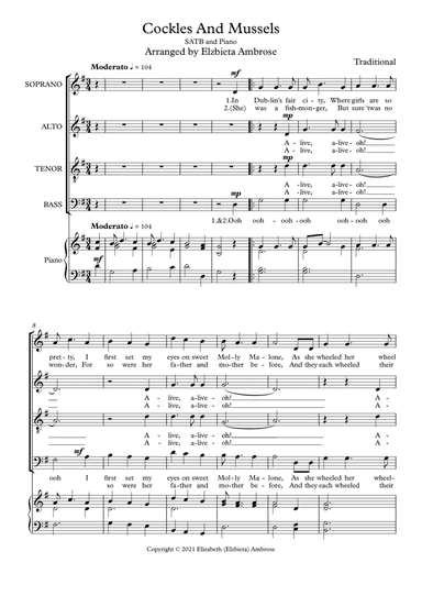 Cockles and Mussels, SATB plus piano (arr. Elzbieta Ambrose)