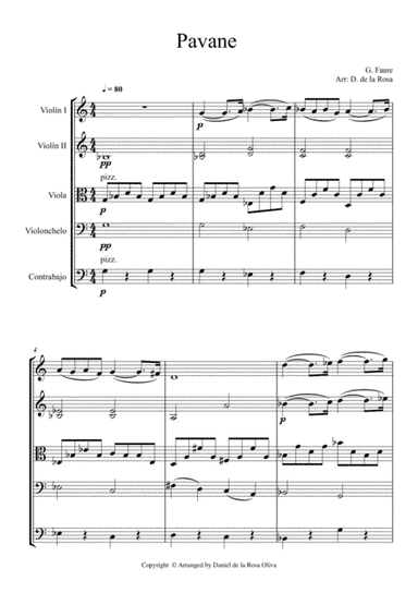 Pavane - G. Faure - For Strings (Full Score and Parts) (arr. Daniel de la Rosa Oliva)