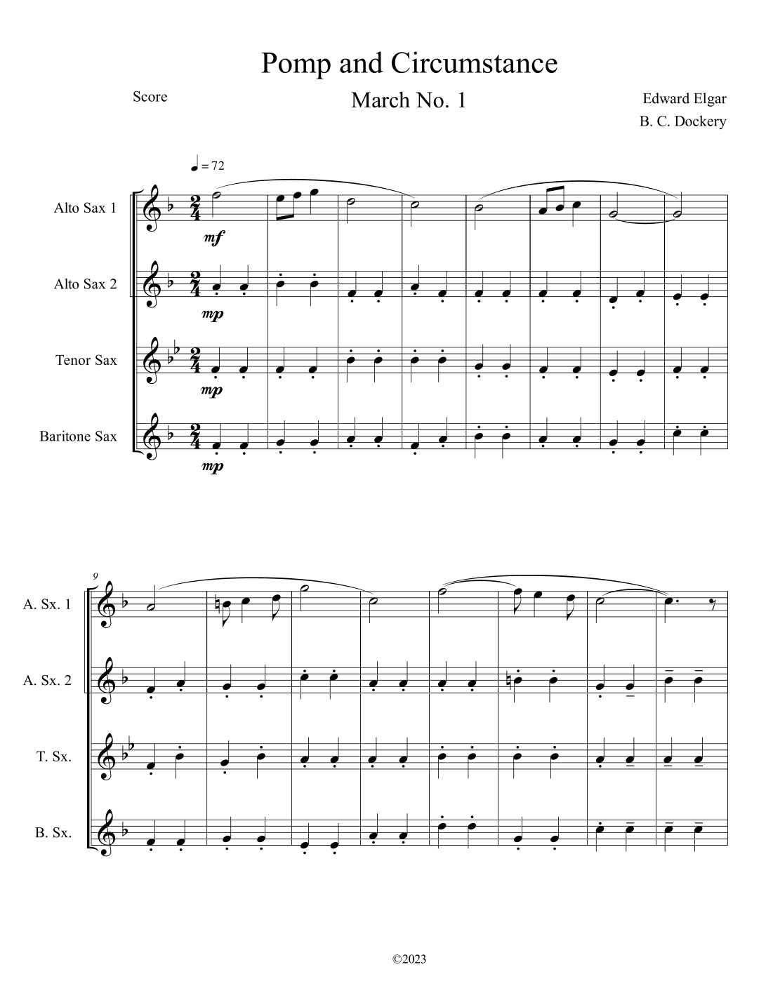 Pomp and Circumstance (Sax Quartet) (arr. B. C. Dockery)